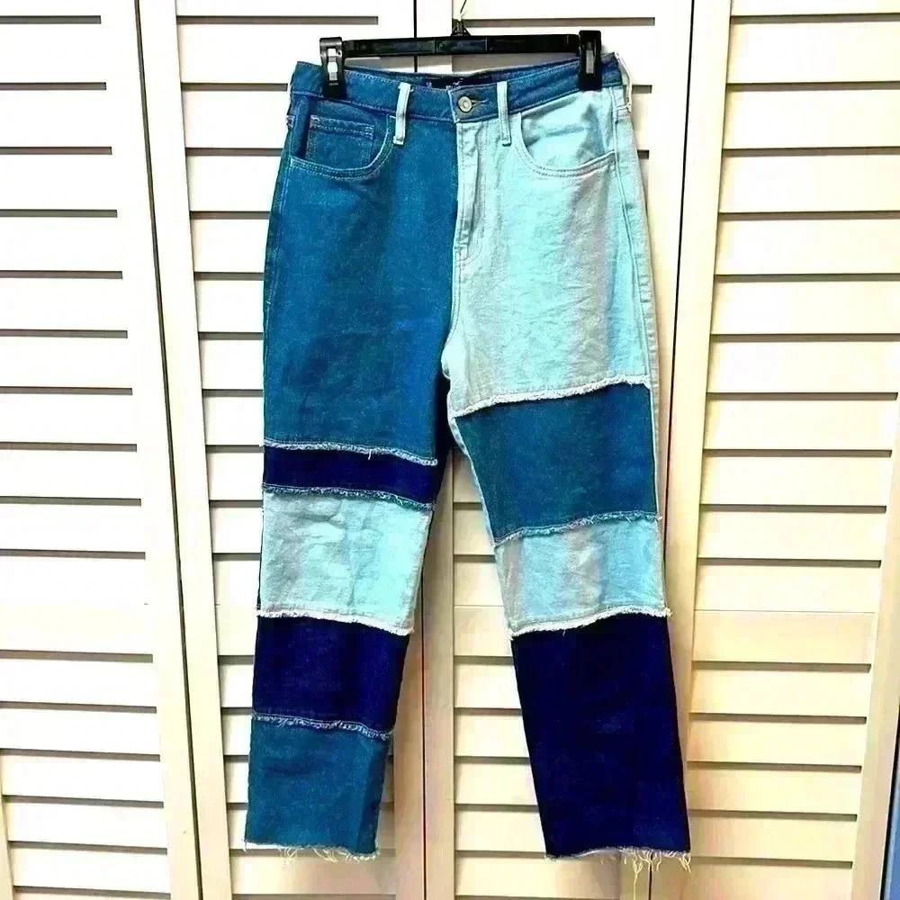 Hollister Ultra High-Rise Vintage Straight Patchwork Jeans Women’s Size 27